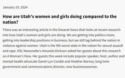 A Woman’s View: How are Utah’s women and girls doing compared to the nation?
