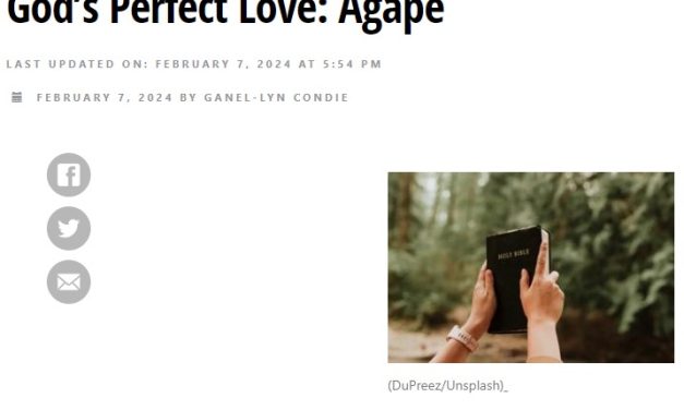 God’s Perfect Love: Agape (PATHEOS)